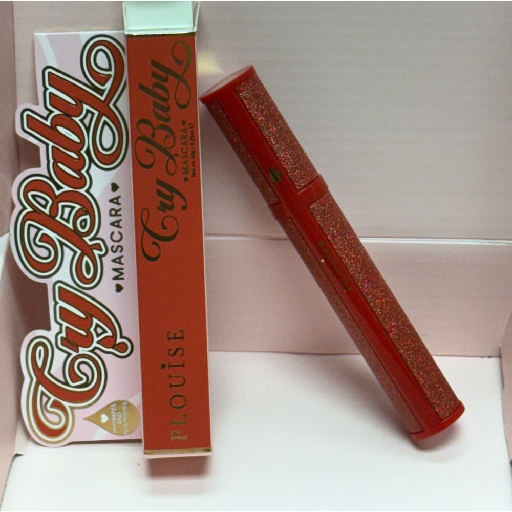 P. Louise Cry Baby Red Shimmery Tube with Black Mascara. NEW IN BOX